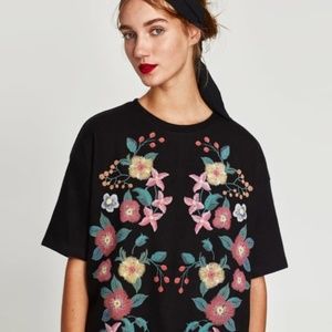 Zara floral printed sweatshirt dress